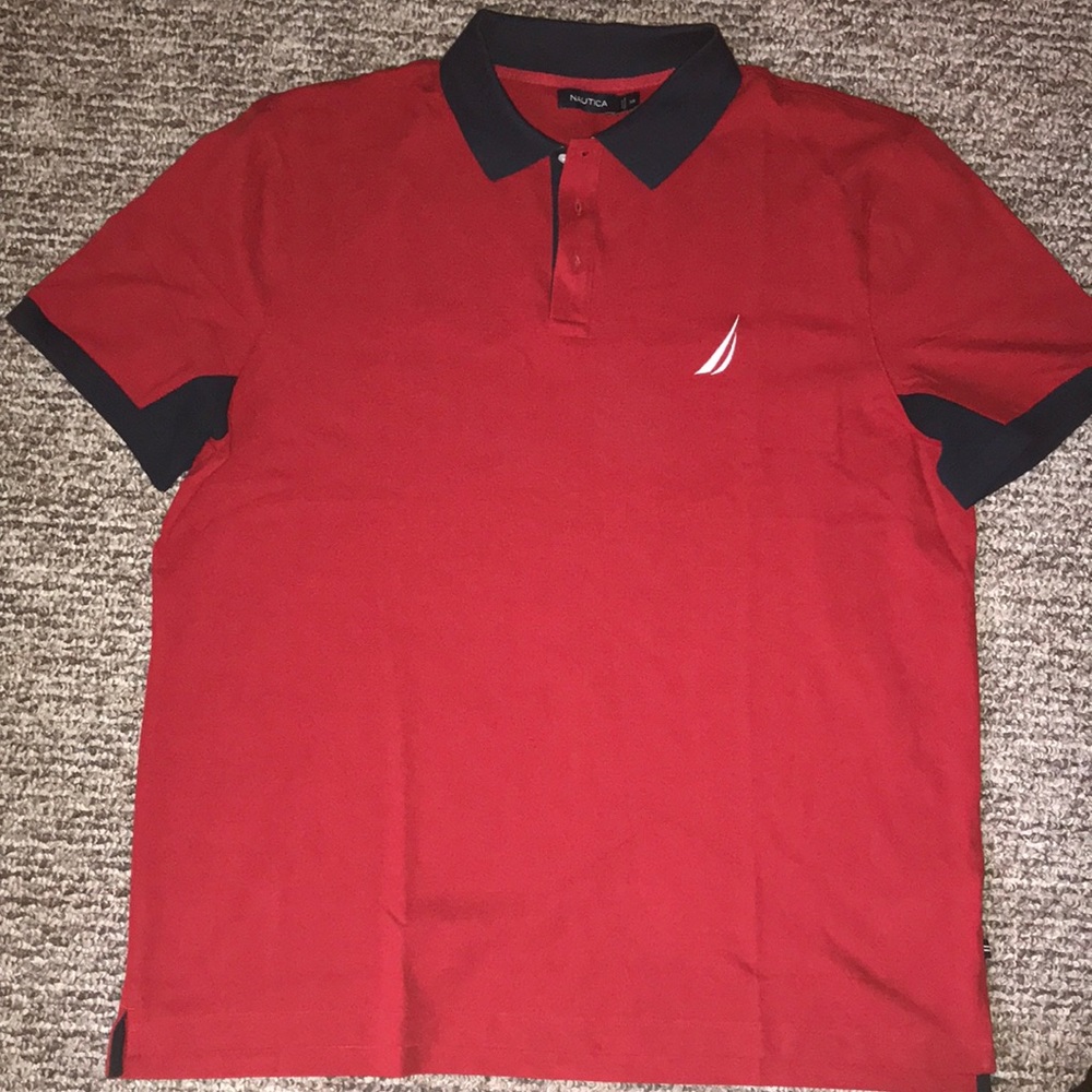 Red polo shirt